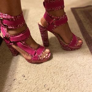 Fuschia bandanna heels